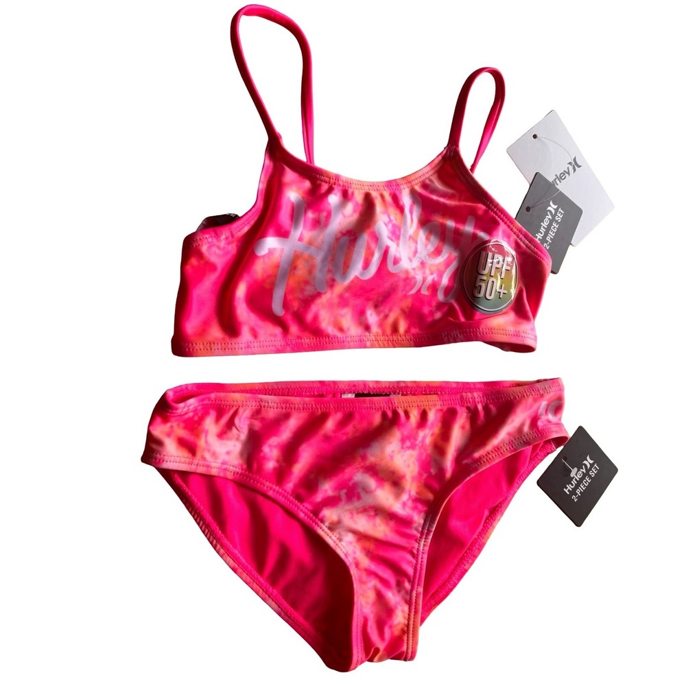 Hurley Swimsuit Girls 6X Pink Tie Dye New UPF 50+ 2-Piece Bikini Set NWT